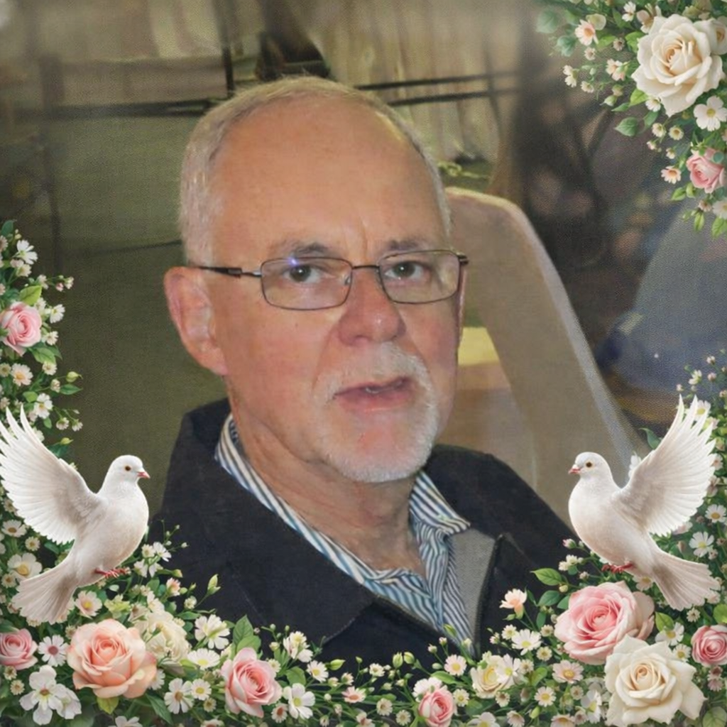 Serene portrait with doves and flowers