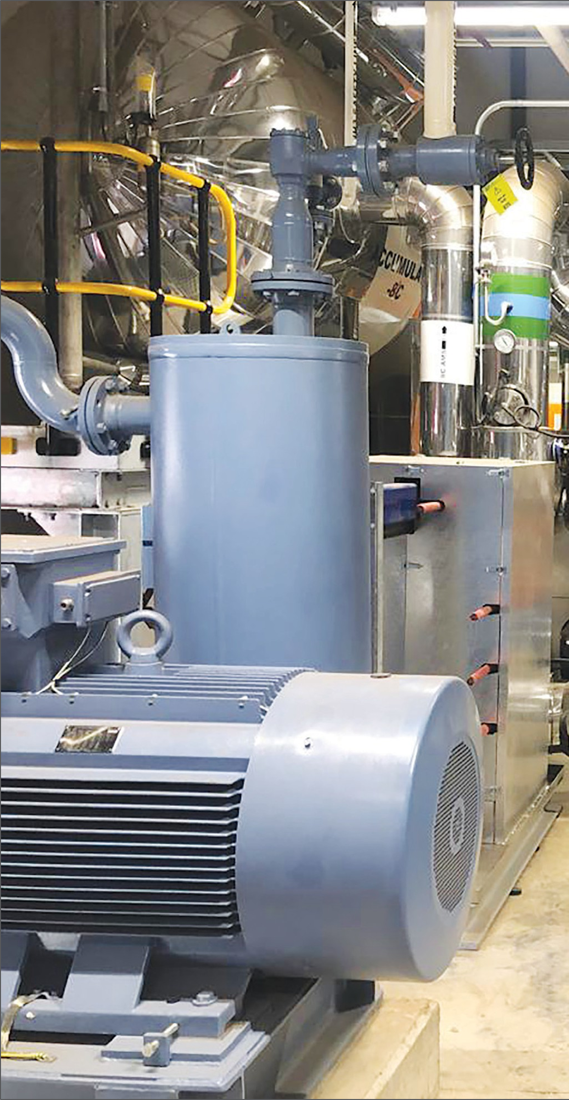 Electric motors are prominent throughout the plant and selected on level efficiency.