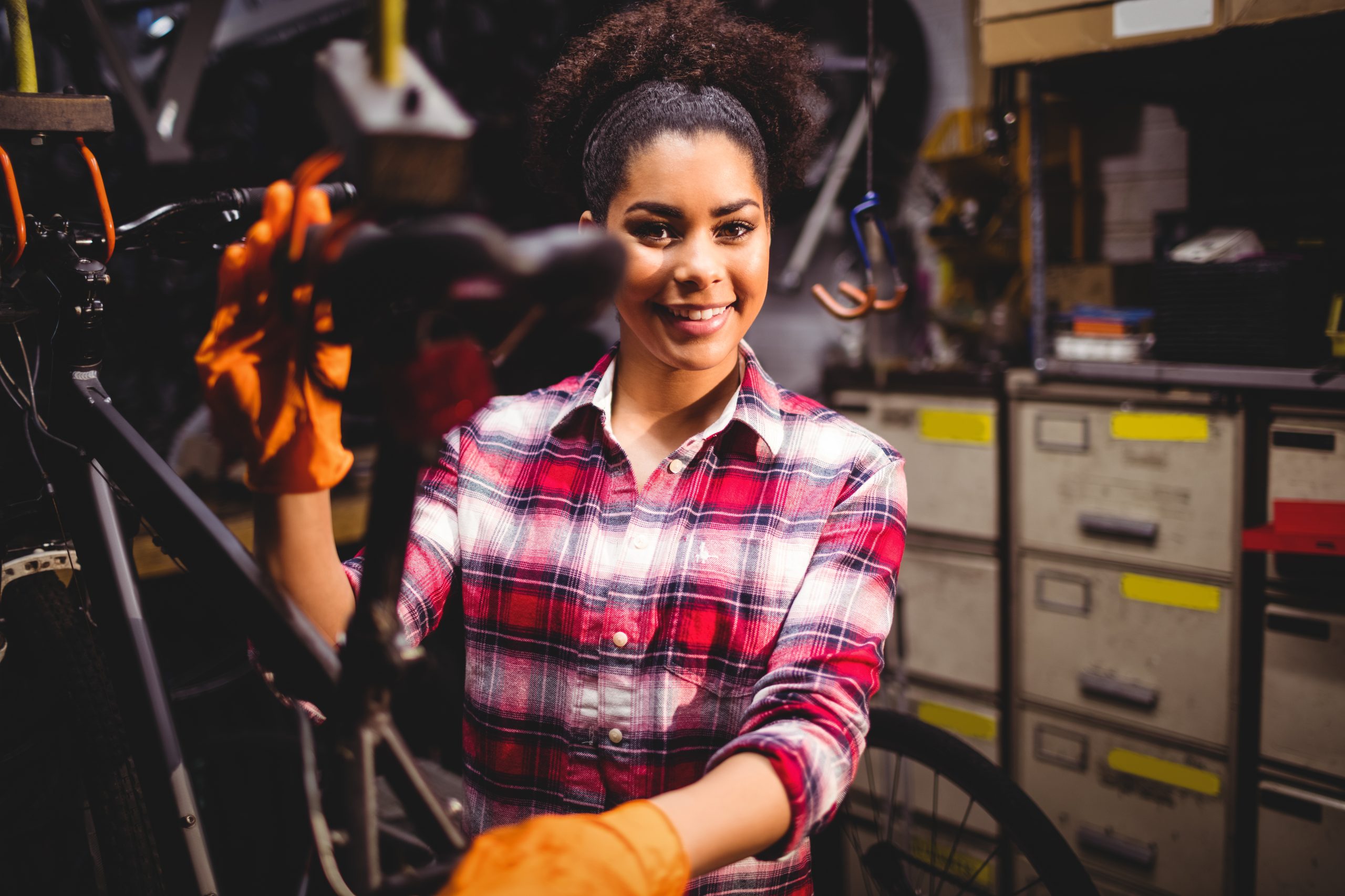 Mechanic repairing a bicycle